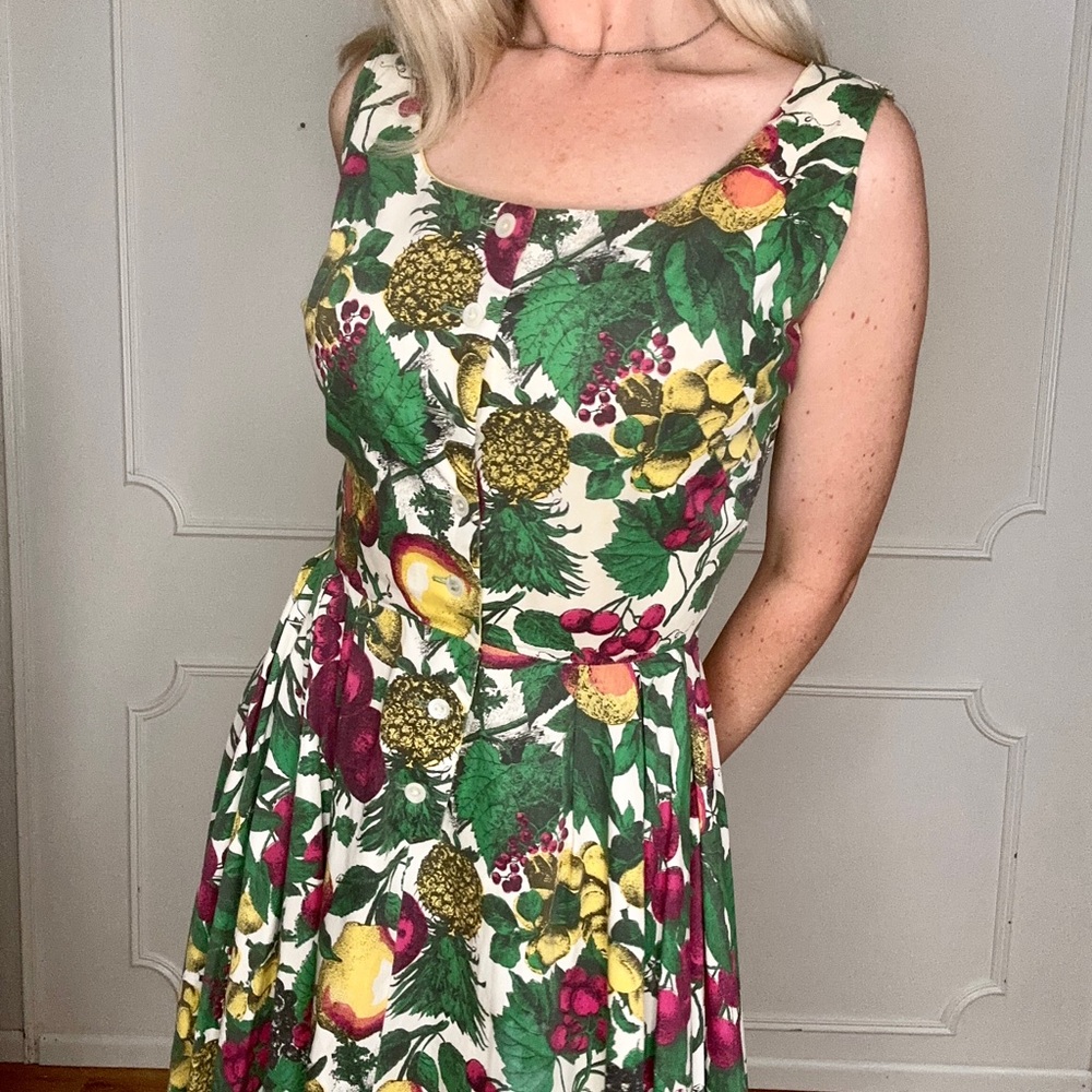1950s beautiful cotton fruit dress small